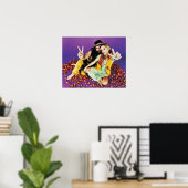 Portret van een Hippy Couple Sitting Cross-legged Poster (Thuiskantoor)