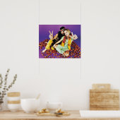 Portret van een Hippy Couple Sitting Cross-legged Poster (Keuken)