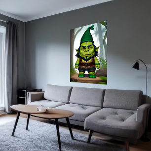 Portret van een hybride van het Groene Orc Gnome   Poster