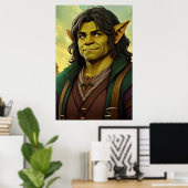Portret van een hybride van het orkhalfling | AI A Poster (Thuiskantoor)