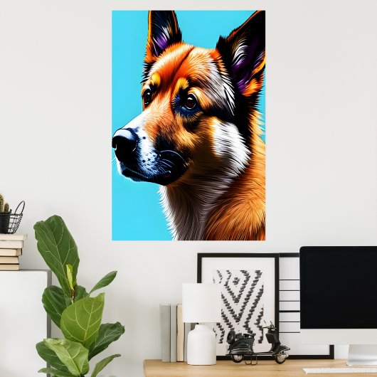 Portret van een IJslandse Sheepdog | AI Art Poster (Thuiskantoor)