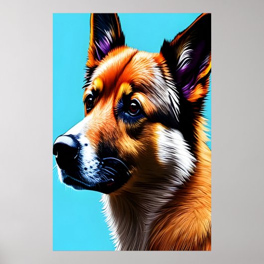 Portret van een IJslandse Sheepdog | AI Art Poster (Voorkant)