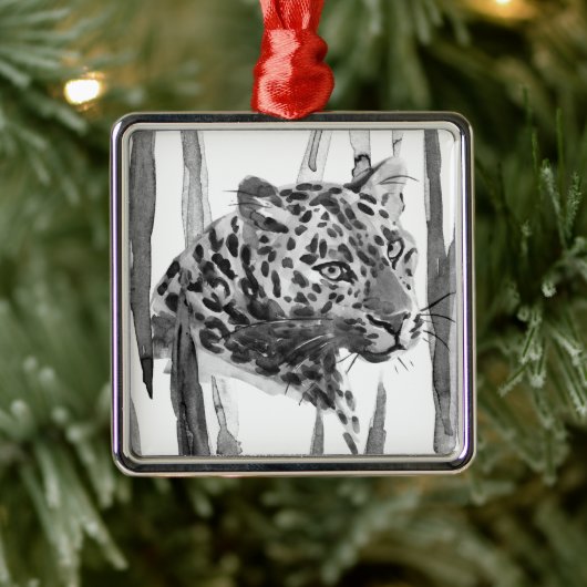 Portret van een jachtluipaard metalen ornament (Boom)