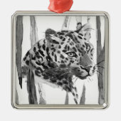 Portret van een jachtluipaard metalen ornament (Voorkant)