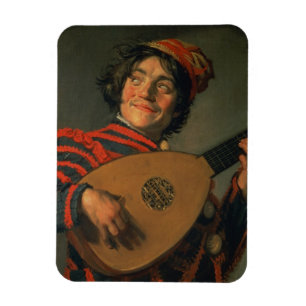 Portret van een jester met een Lute (olie op canva Magneet