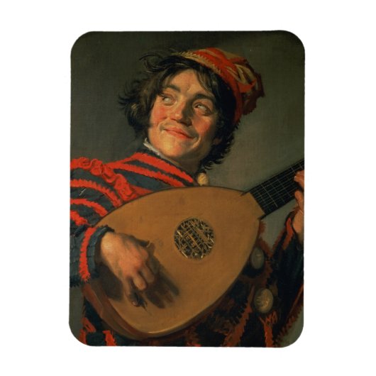 Portret van een jester met een Lute (olie op canva Magneet (Verticaal)