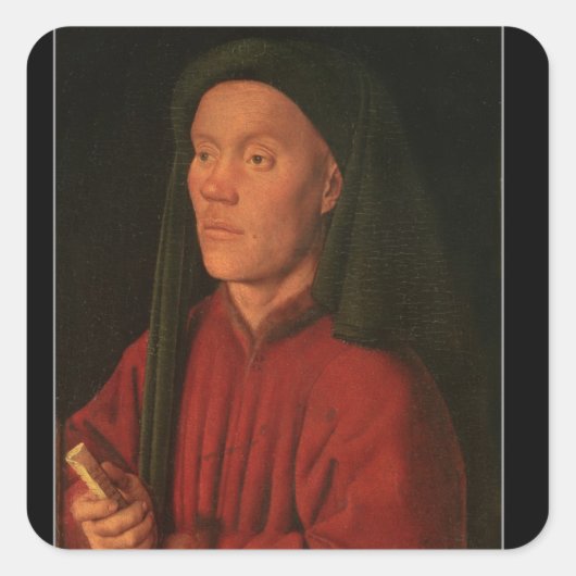 Portret van een jong Man, 1432 Vierkante Sticker (Voorkant)