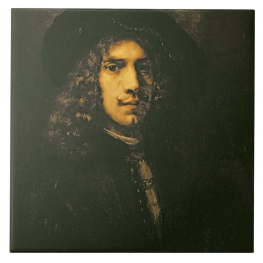 Portret van een jong Man, 1658 (olie op doek) Tegeltje (Voorkant)
