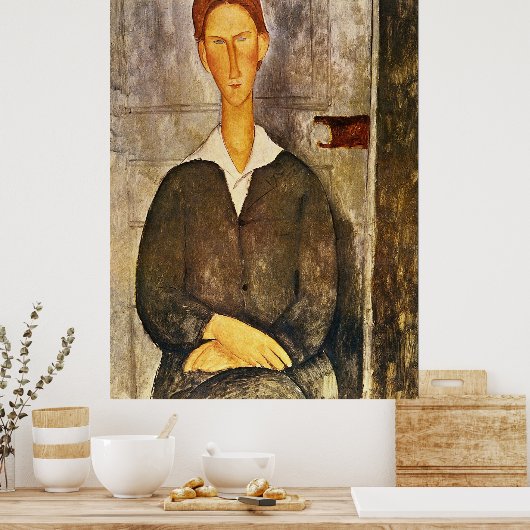 Portret van een jong Man - Amedeo Modigliani Poster (Keuken)