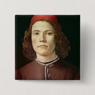 Portret van een jong Man, c.1480-85 Vierkante Button 5,1 Cm