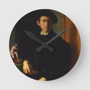 Portret van een jong man, c.1532-40 (olie op het p ronde klok