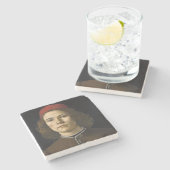 Portret van een jong Man door Botticelli Stenen Onderzetter (Zijkant)