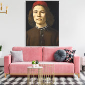 Portret van een jong Man (door Sandro Botticelli) Canvas Afdruk (Insitu (Woonkamer))
