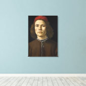 Portret van een jong Man (door Sandro Botticelli) Canvas Afdruk (Insitu (Houten vloer))