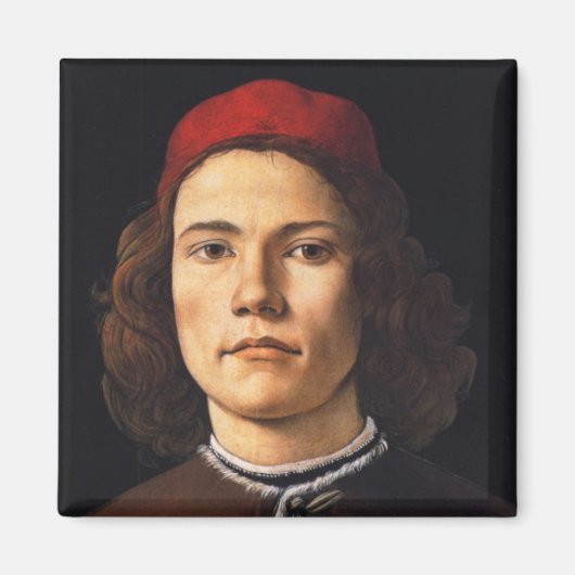 Portret van een jong Man door Sandro Botticelli Magneet (Voorkant)