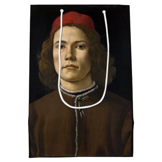 Portret van een jong Man (door Sandro Botticelli) Medium Cadeauzakje (Achterkant)