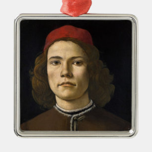 Portret van een jong Man (door Sandro Botticelli) Metalen Ornament