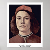 Portret van een jong Man door Sandro Botticelli Poster (Voorkant)