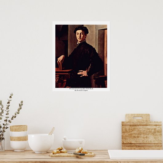 Portret van een jong Man met boek Poster (Keuken)