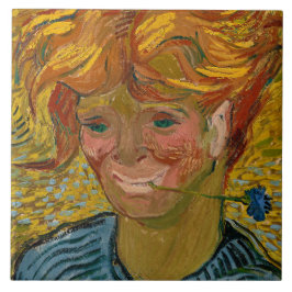 Portret van een jong Man met Cornflower, Van Gogh Tegeltje