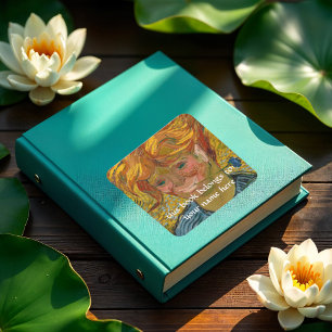 Portret van een jong Man met Cornflower, Van Gogh Vierkante Sticker