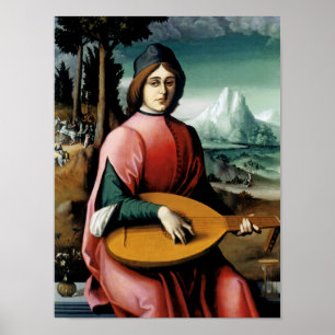 Portret van een jong Man met een Lute Poster