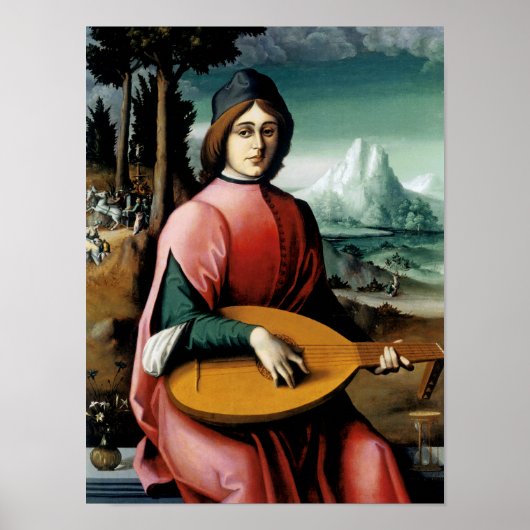 Portret van een jong Man met een Lute Poster (Voorkant)