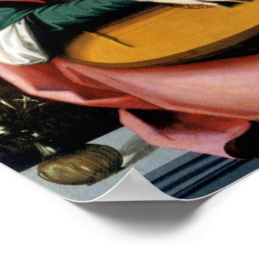 Portret van een jong Man met een Lute Poster (Hoek)