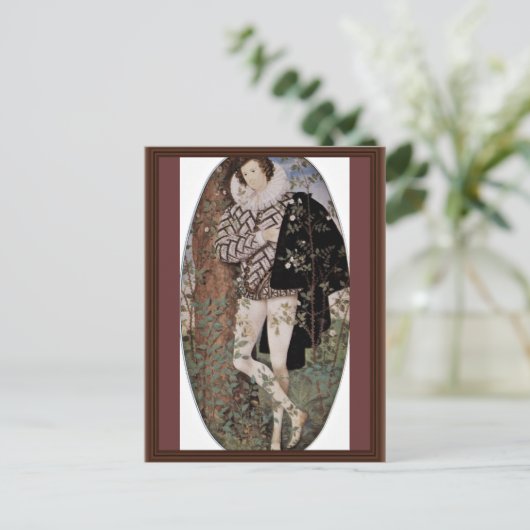 Portret van een jong Man met Rozen ovaal van Nicho Briefkaart (Staand voorkant)