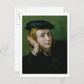 Portret van een jong Man (olie op het paneel) Briefkaart (Voorkant / Achterkant)