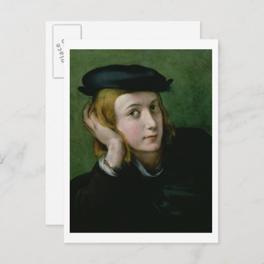 Portret van een jong Man (olie op het paneel) Briefkaart (Voorkant / Achterkant)