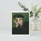 Portret van een jong Man (olie op het paneel) Briefkaart (Staand voorkant)