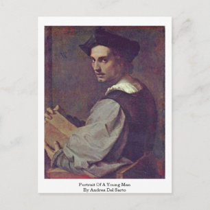 Portret van een jong Man van Andrea del Sarto Briefkaart