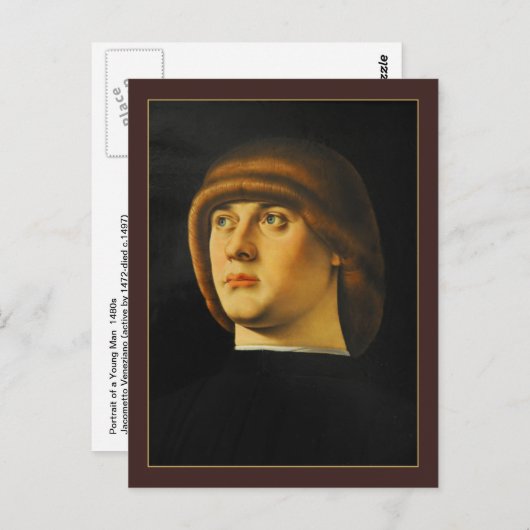 Portret van een jong Man van Jacometto Veneziano Briefkaart (Voorkant / Achterkant)