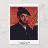 Portret van een jong Man van Lorenzo Lotto Briefkaart (Voorkant)