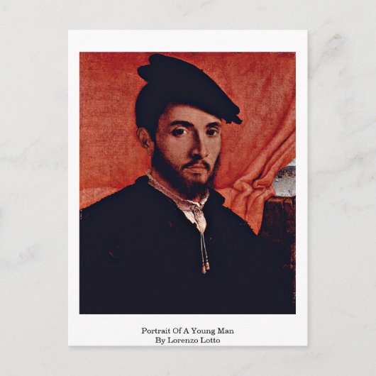Portret van een jong Man van Lorenzo Lotto Briefkaart (Voorkant)