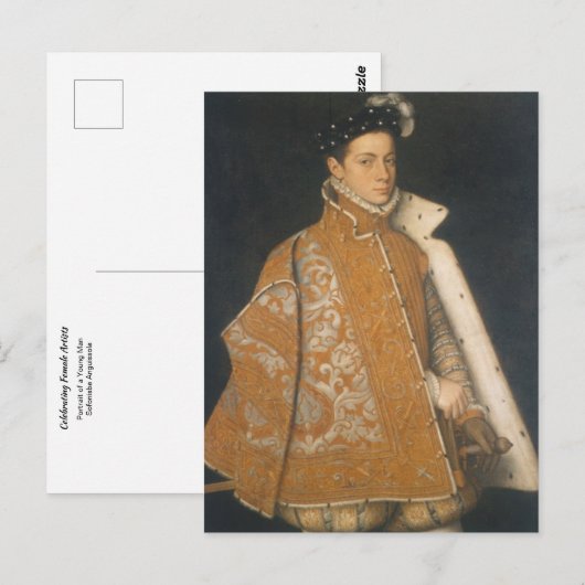 Portret van een jong Man van Sofonisba Anguissola Briefkaart (Voorkant / Achterkant)