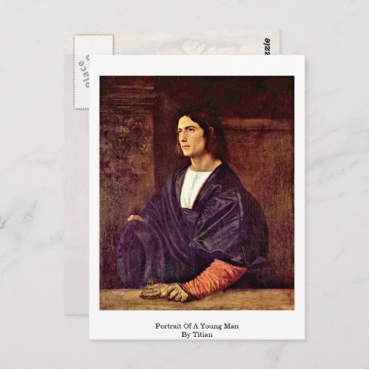 Portret van een jong Man van Titiaan Briefkaart (Voorkant / Achterkant)