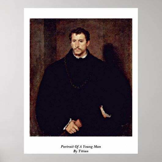 Portret van een jong Man van Titiaan Poster (Voorkant)
