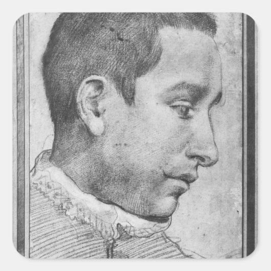 Portret van een jong man vierkante sticker (Voorkant)