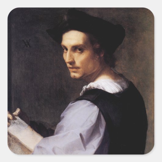 Portret van een jong Man Vierkante Sticker (Voorkant)