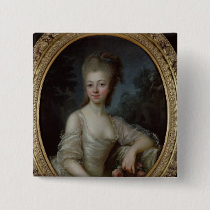Portret van een jong meisje, 1775 vierkante button 5,1 cm