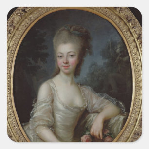 Portret van een jong meisje, 1775 vierkante sticker