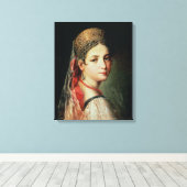 Portret van een jong meisje in Sarafan en Canvas Afdruk (Insitu (Houten vloer))