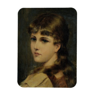 Portret van een jong meisje (olie op het paneel) magneet