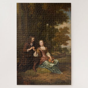 Portret van een jong paar ( Nederlandse kunst) Legpuzzel