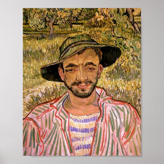 Portret van een jonge boer van Gogh Fine Art Poster (Voorkant)