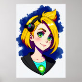 Portret van een jonge dame blond haar | AI Art Poster (Voorkant)