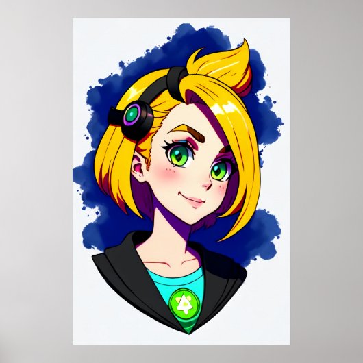 Portret van een jonge dame blond haar | AI Art Poster (Voorkant)