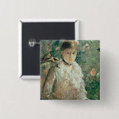 Portret van een jonge dame vierkante button 5,1 cm (Voorkant /achterkant)